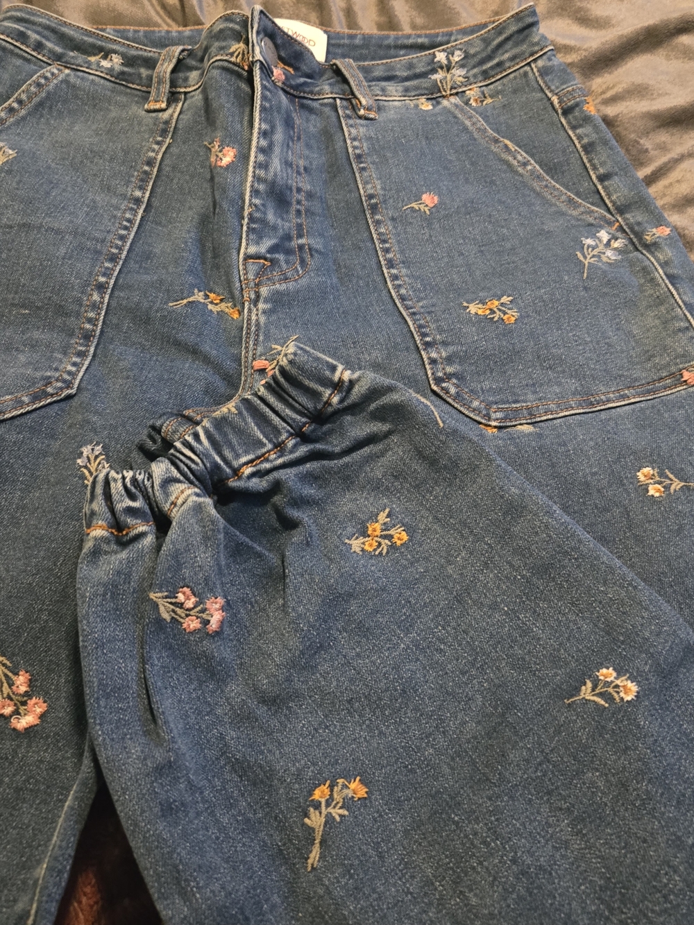 Driftwood Embroidered Dark Wash Women’s Jeans - Floral Detail - Picture 14 of 16